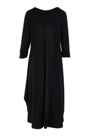 Product shot of the 3/4 Sleeve Bamboo Maxi Dress in colour Black (Black), from the back