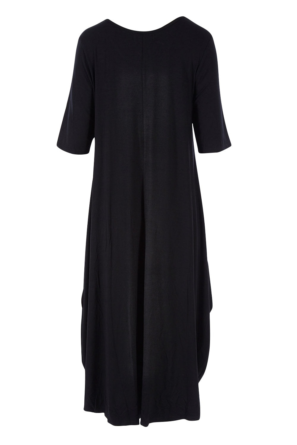 Product shot of the Half Sleeve Bamboo Maxi Dress in colour Black (Black), from the back