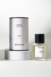 A model wearing size OneSize of the Nightcap Eau De Parfum 50ML in colour Nightcap (White), from the front, showing the whole outfit