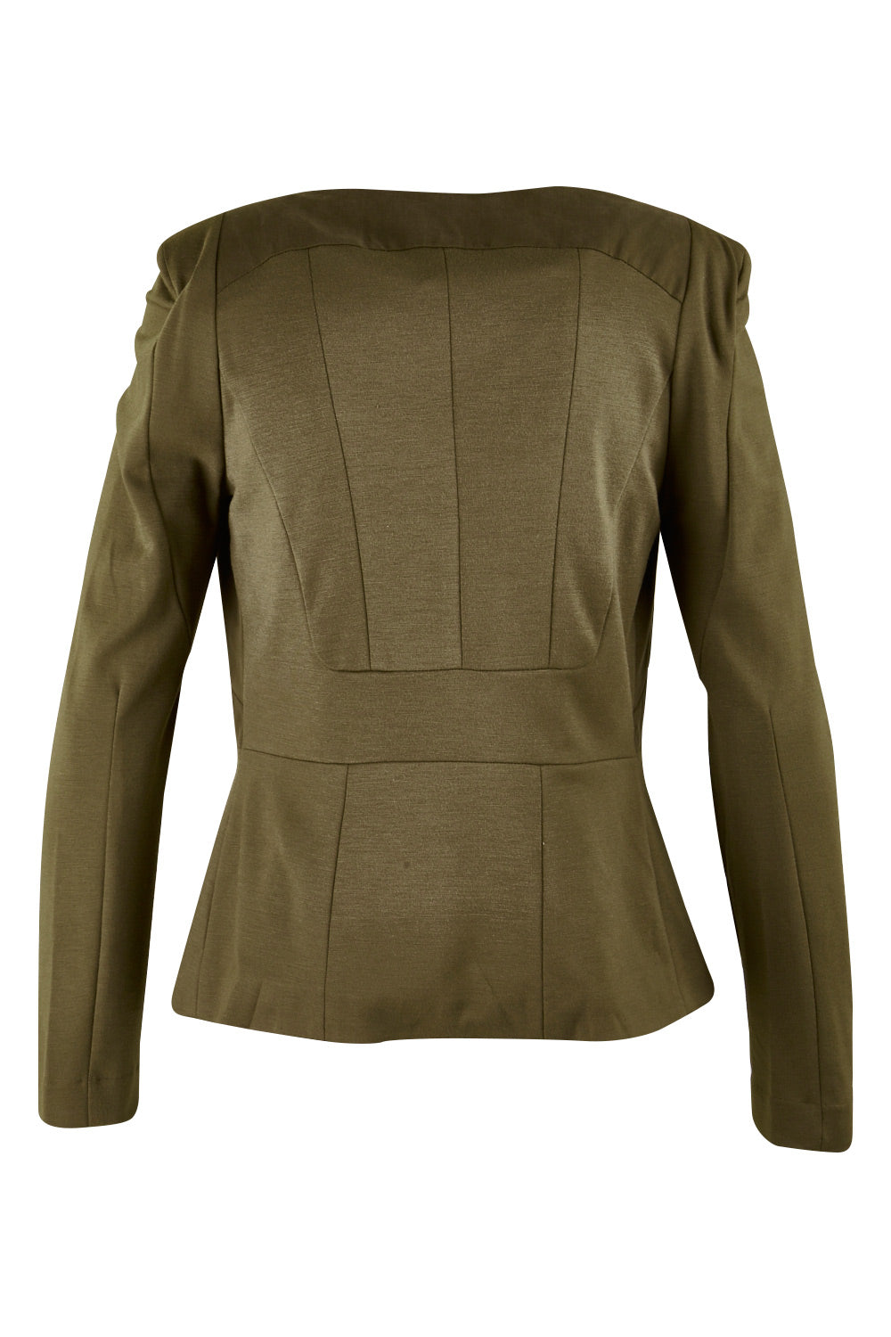 Product shot of the Persuit Jacket in colour Khaki (Green), from the back