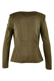 Product shot of the Persuit Jacket in colour Khaki (Green), from the back
