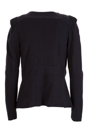 Product shot of the Persuit Jacket in colour Navy (Blue), from the back