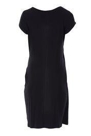 Product shot of the Front Detail Dress in colour Black (Black), from the back