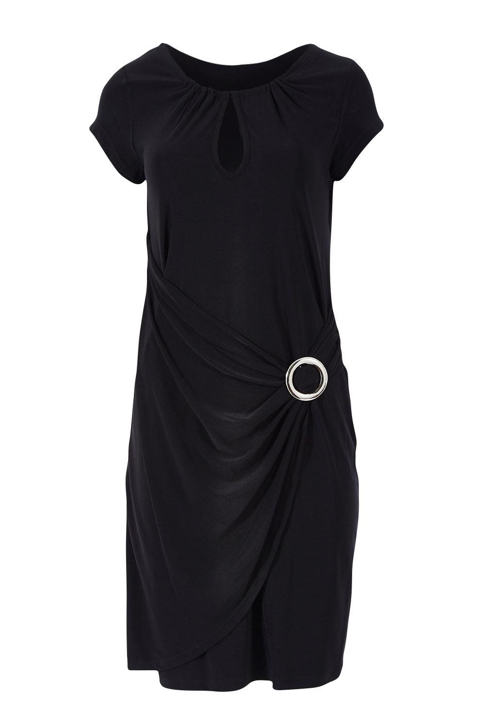 Product shot of the Front Detail Dress in colour Black (Black), from the front