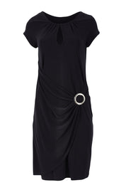 Product shot of the Front Detail Dress in colour Black (Black), from the front