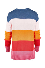 Product shot of the Mega Stripe Pullover in colour Bubblegum (Pink), from the back
