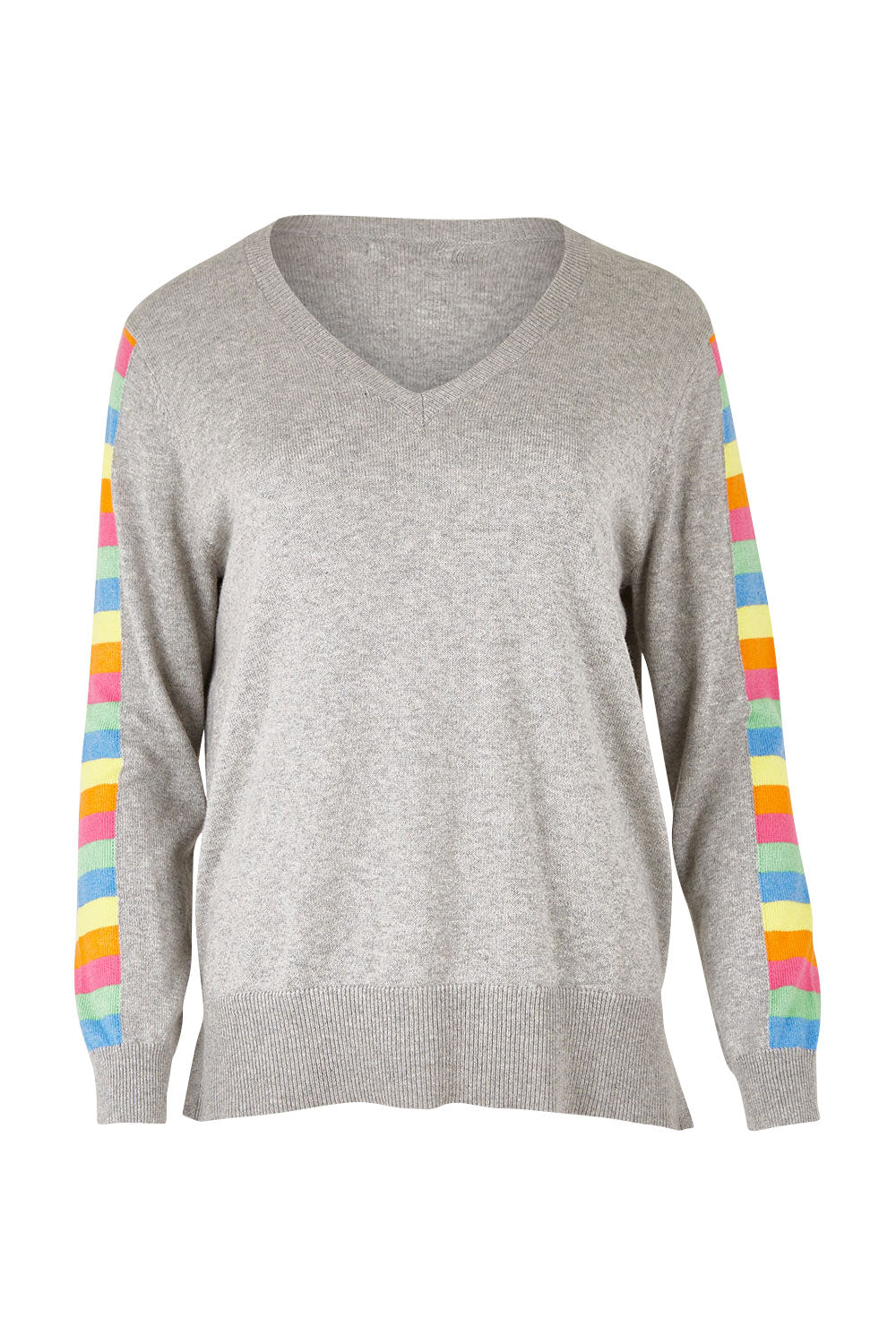 Product shot of the Ladder Sleeve Jumper in colour Heathercom (Grey), from the front
