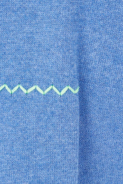 Product shot of the Hancraft Cotton Cashmere Crew in colour Chambray (Blue), detail