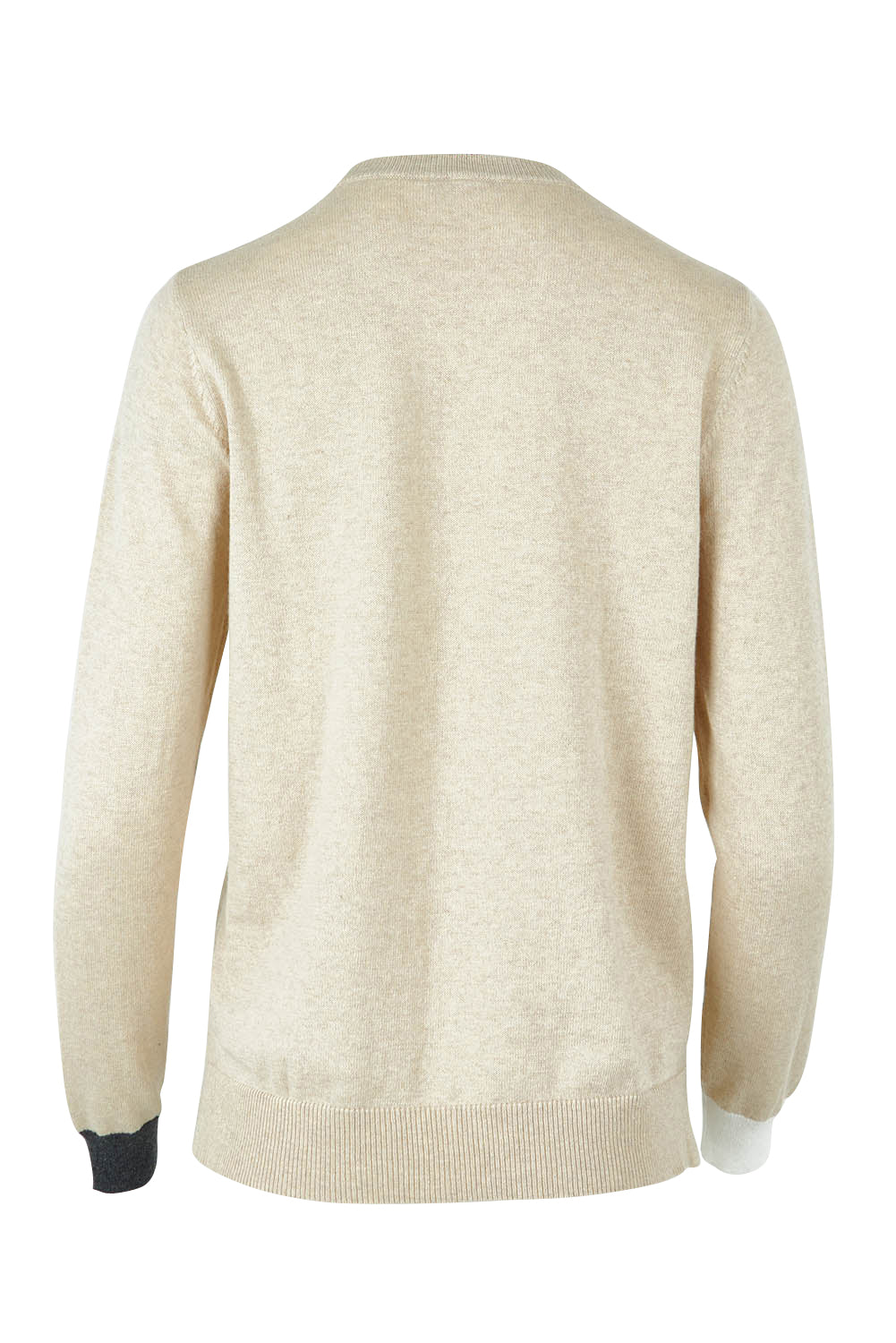 Product shot of the Magestic Cotton Cashmere Crew in colour Oat, from the back