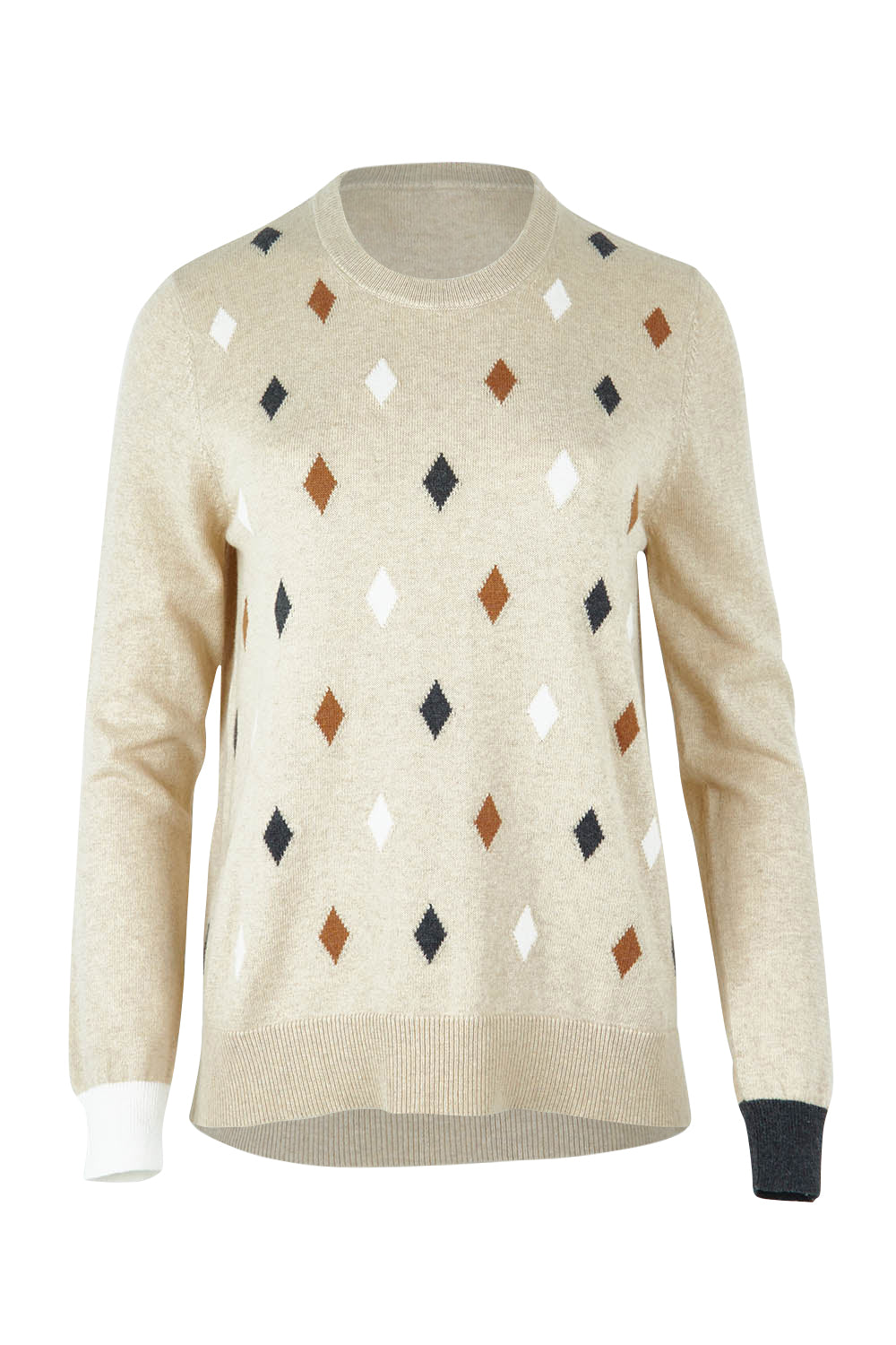 Product shot of the Magestic Cotton Cashmere Crew in colour Oat, from the front
