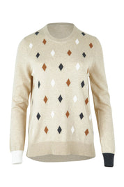 Product shot of the Magestic Cotton Cashmere Crew in colour Oat, from the front