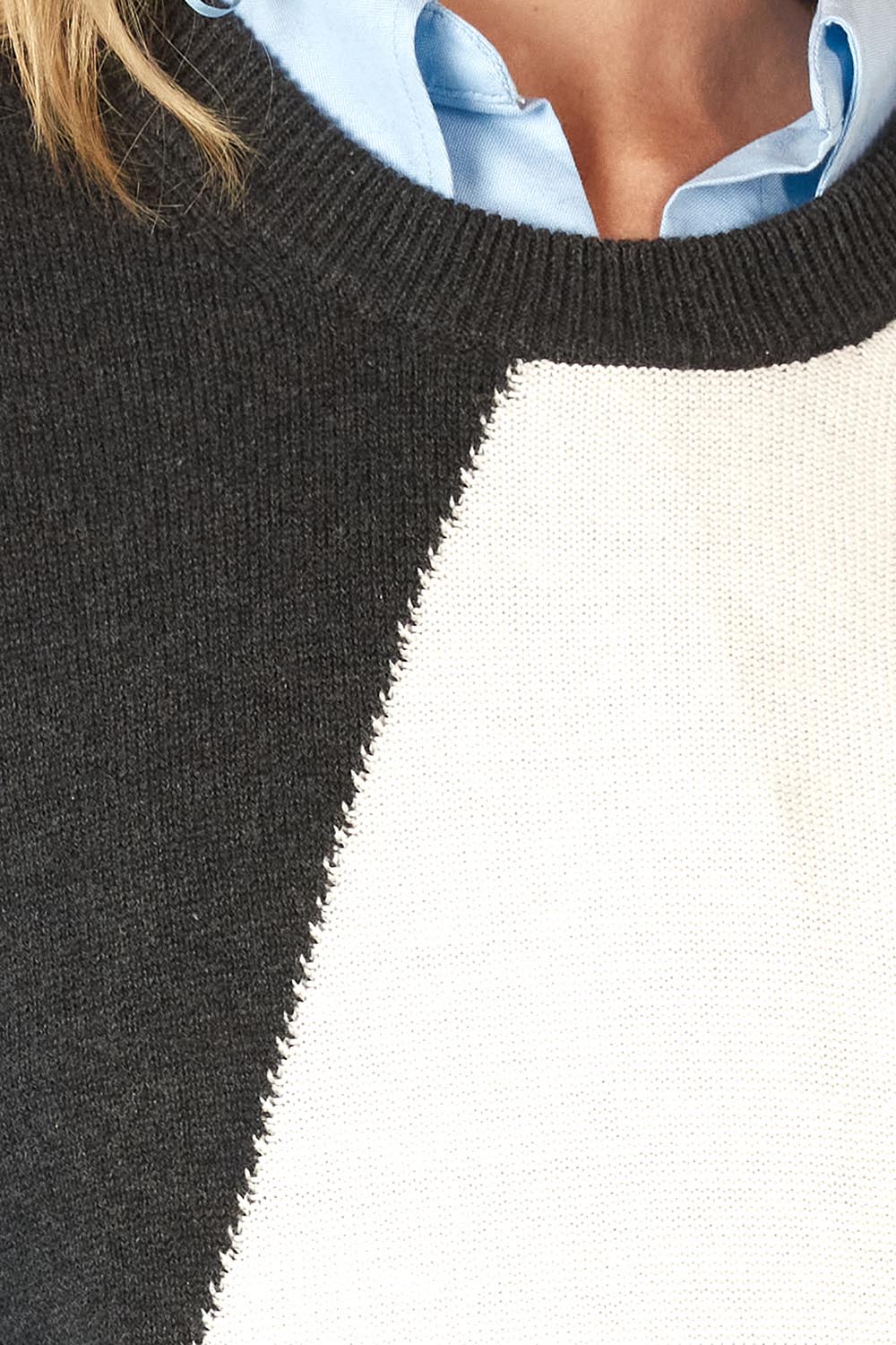 A model wearing the Diamond Dapper Cotton Cashmere Vest in colour Charcoal, from the front, cropped image