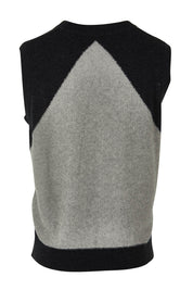 Product shot of the Diamond Dapper Cotton Cashmere Vest in colour Charcoal, from the back