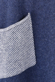 Product shot of the Birdseye Cotton Cashmere Jumper in colour Denim (Blue), detail