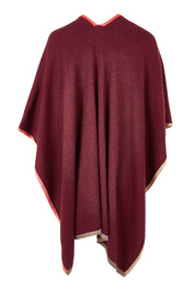 Product shot of the Cotton Cashmere Poncho in colour Shiraz, from the back