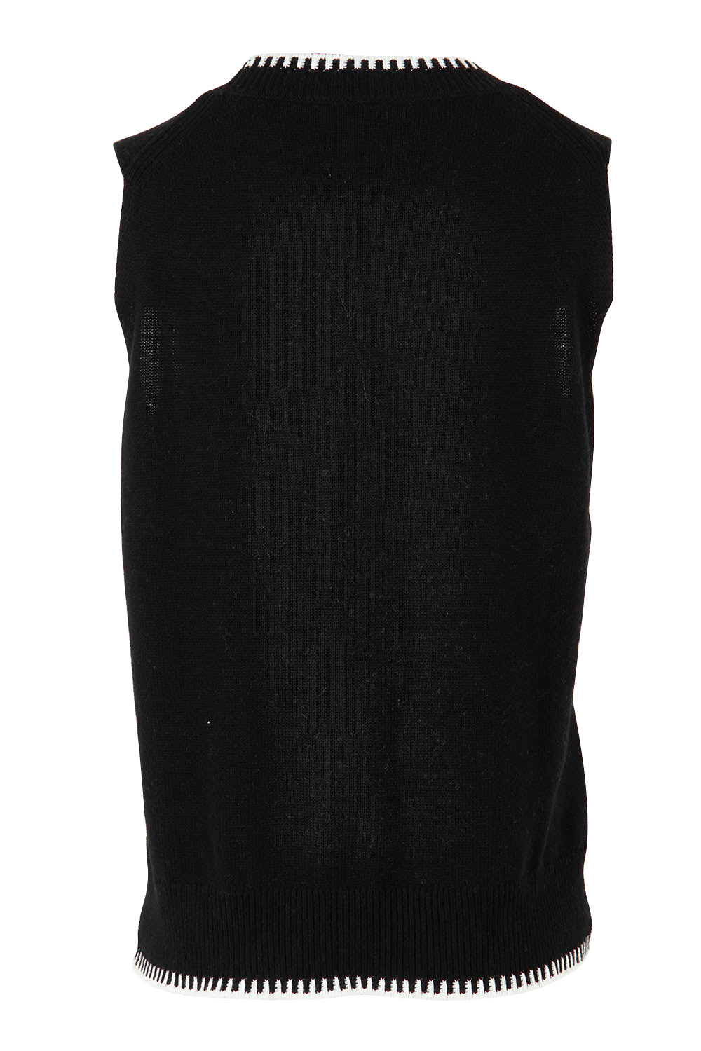 Product shot of the Essential Two Tone Cotton Cashmere Vest in colour Black (Black), from the back