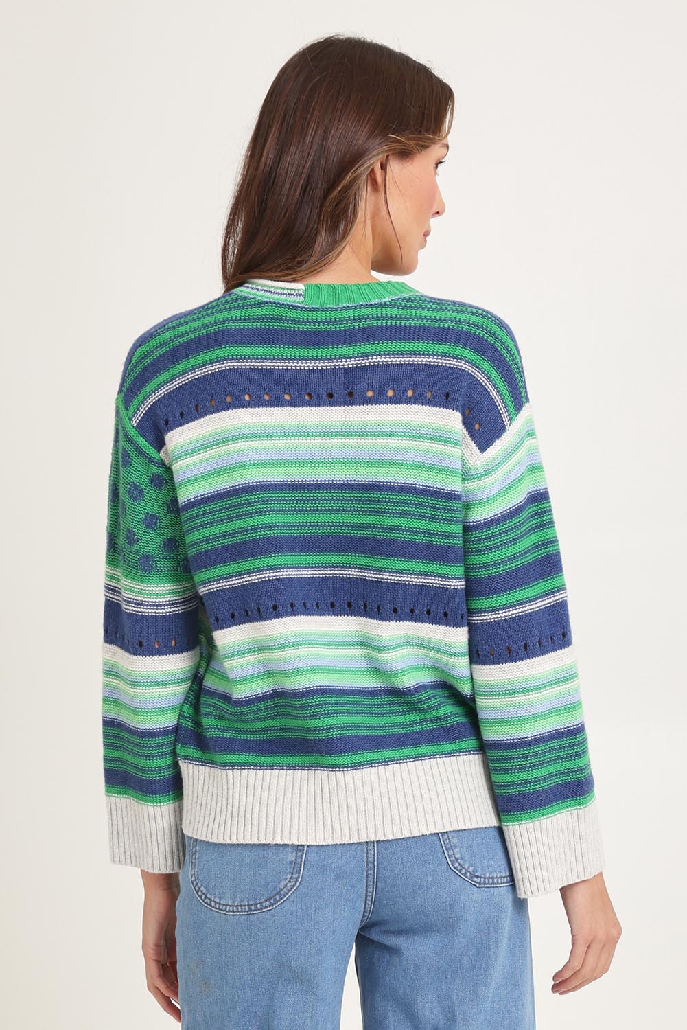 Stripe Pop Wool Blend Jumper – Parsley