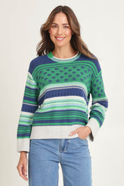 Stripe Pop Wool Blend Jumper – Parsley