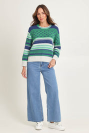 Stripe Pop Wool Blend Jumper – Parsley