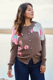 Petal Play Cotton Cashmere Cardi – Bark