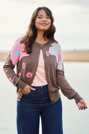 Petal Play Cotton Cashmere Cardi – Bark