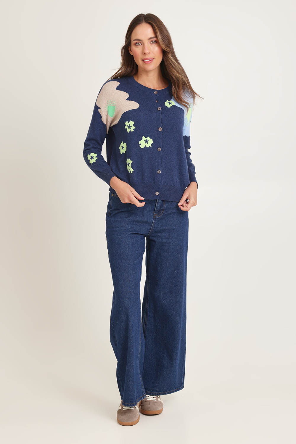 Petal Play Cotton Cashmere Cardi – Denim