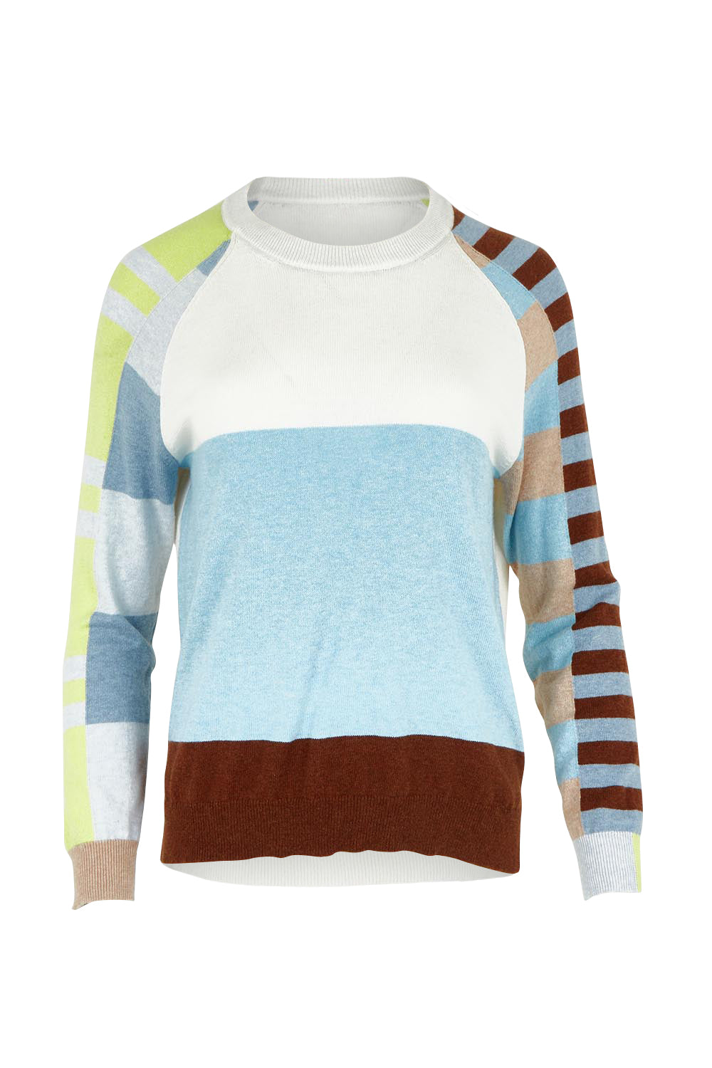 Colour Block Cotton Cashmere Jumper – White