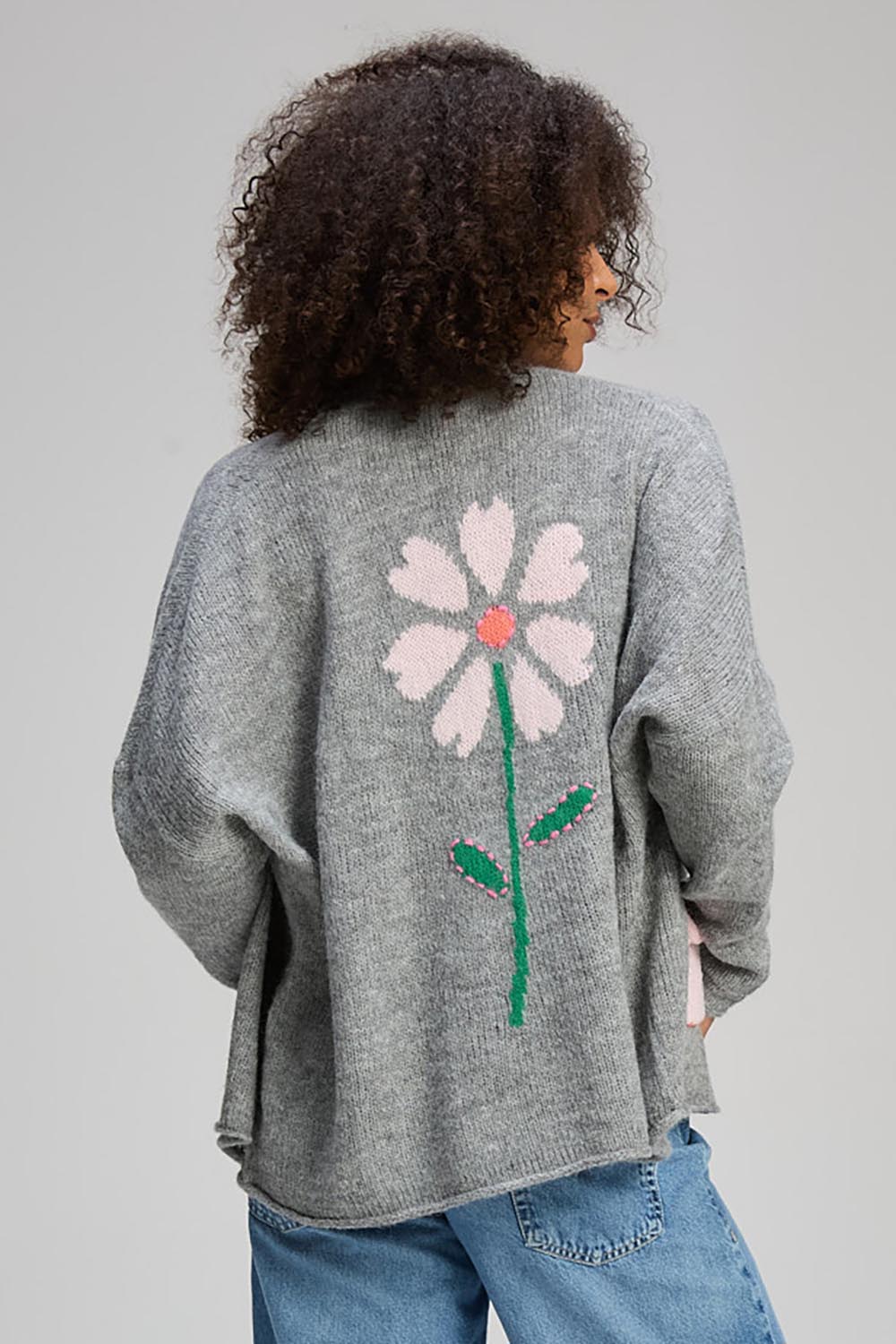 Bloom Back Wool Blend Cardi – Mink