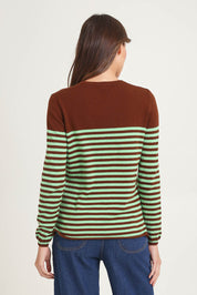 Detail Stripe Cotton Cashmere Crew Knit – Chestnut