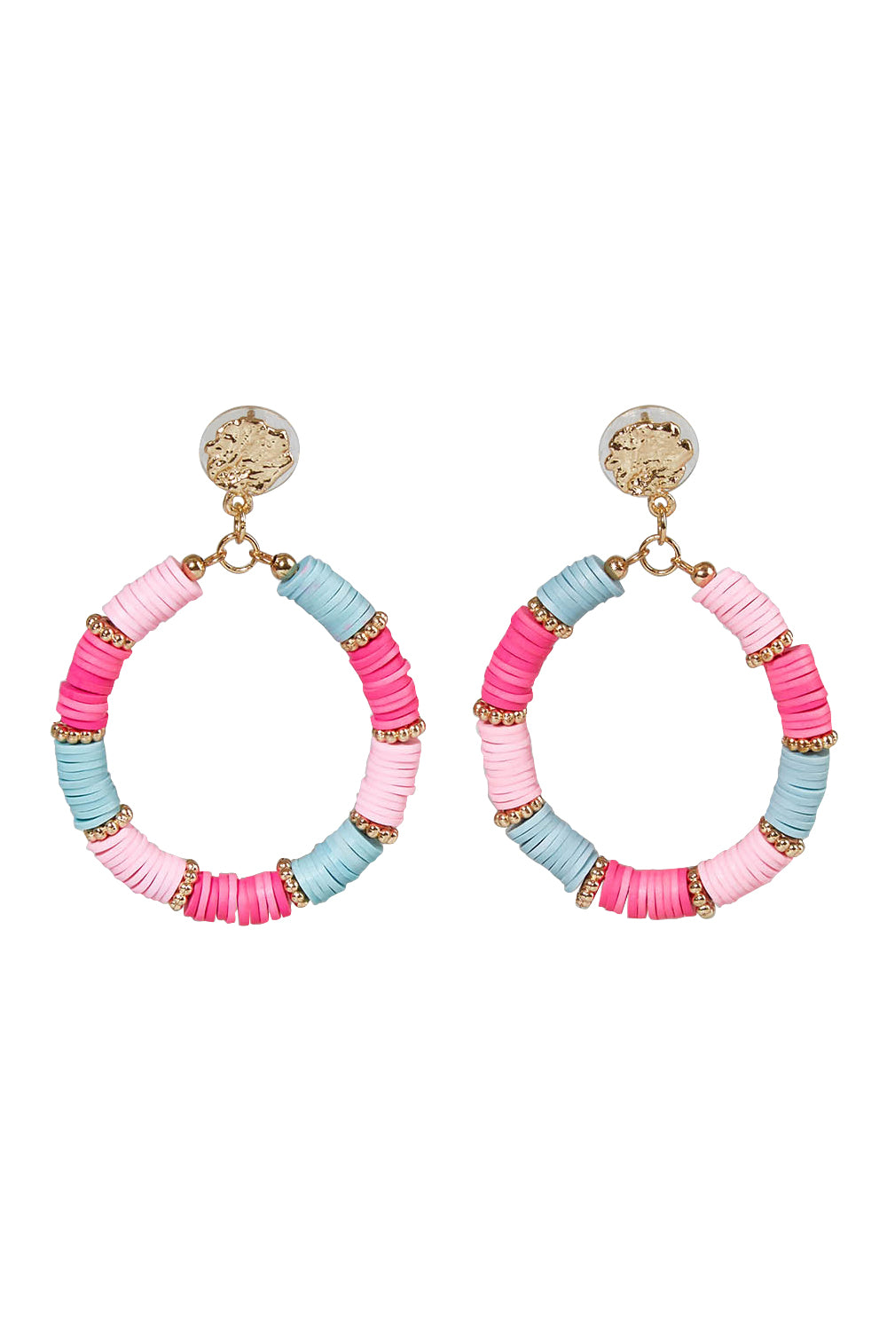 Product shot of the Ally Beaded Drop Earring in colour Pinkmulti (Pink), from the front