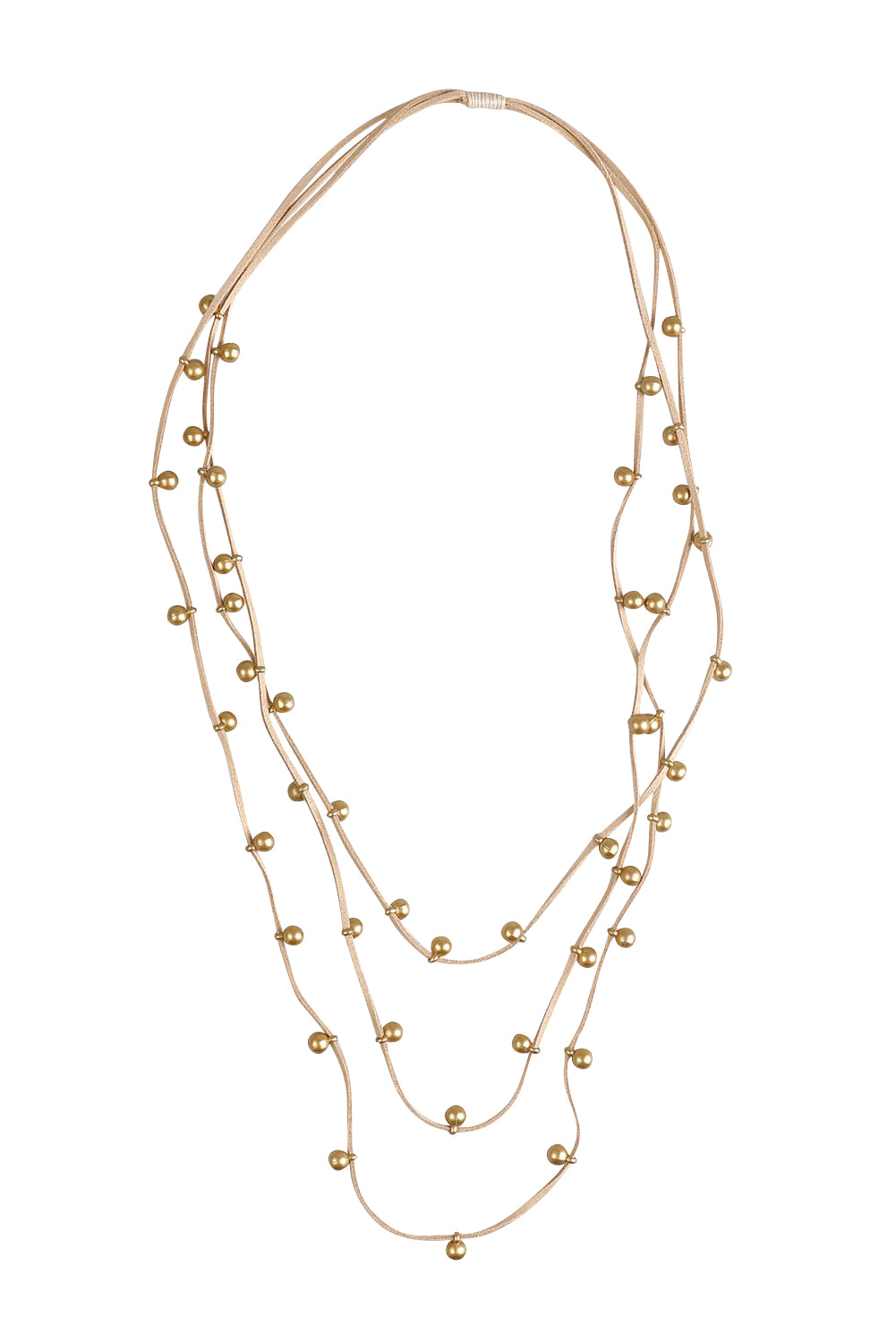Product shot of the Emaline Multi Row Necklace in colour Gold (Metallics), from the front