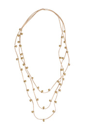 Product shot of the Emaline Multi Row Necklace in colour Gold (Metallics), from the front