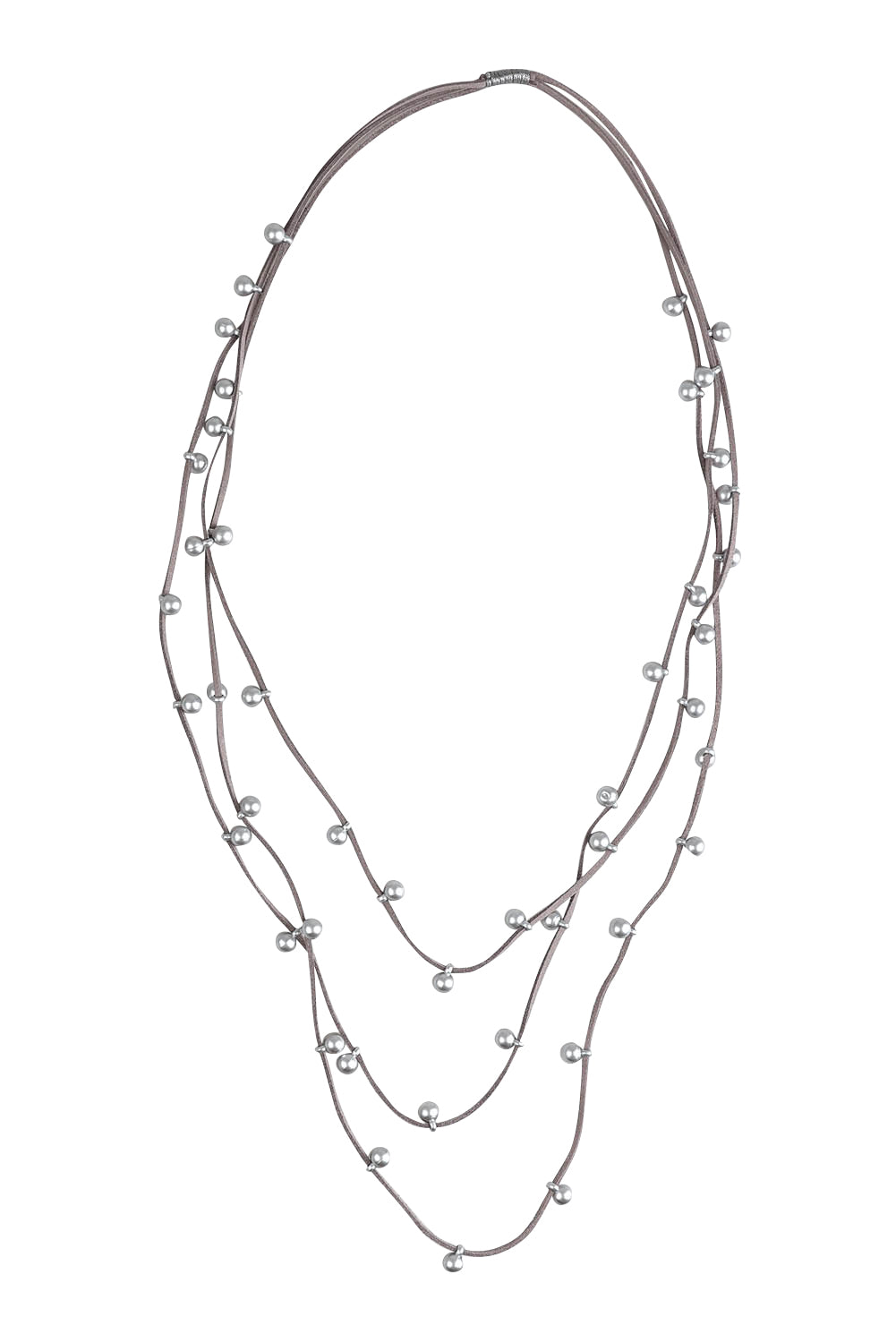 Product shot of the Emaline Multi Row Necklace in colour Silver (Metallics), from the front