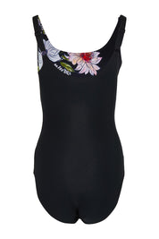 Product shot of the Freesia Adjustable Scoopback One Piece in colour Freesia (Black), from the back