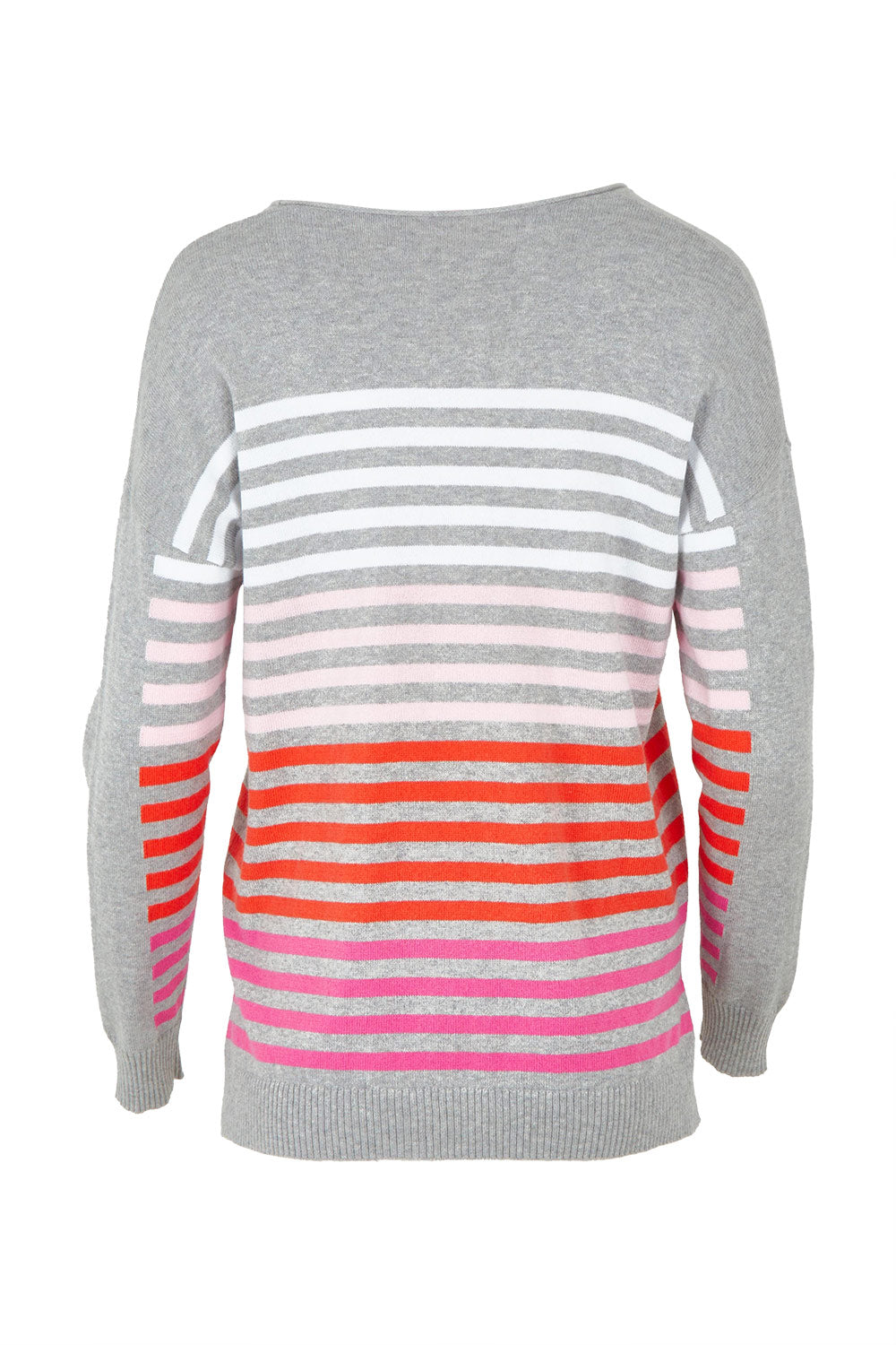 Product shot of the Side Stripe Cotton Cashmere Jumper in colour Ltmarle (Grey), from the back