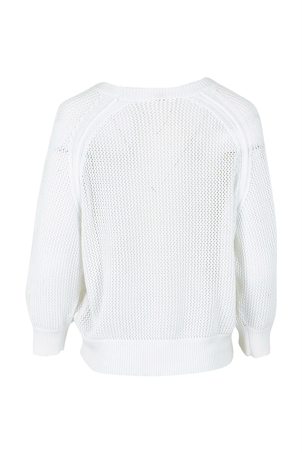 Product shot of the Hearts On My Sleeve Cotton Knit in colour White (White), from the back