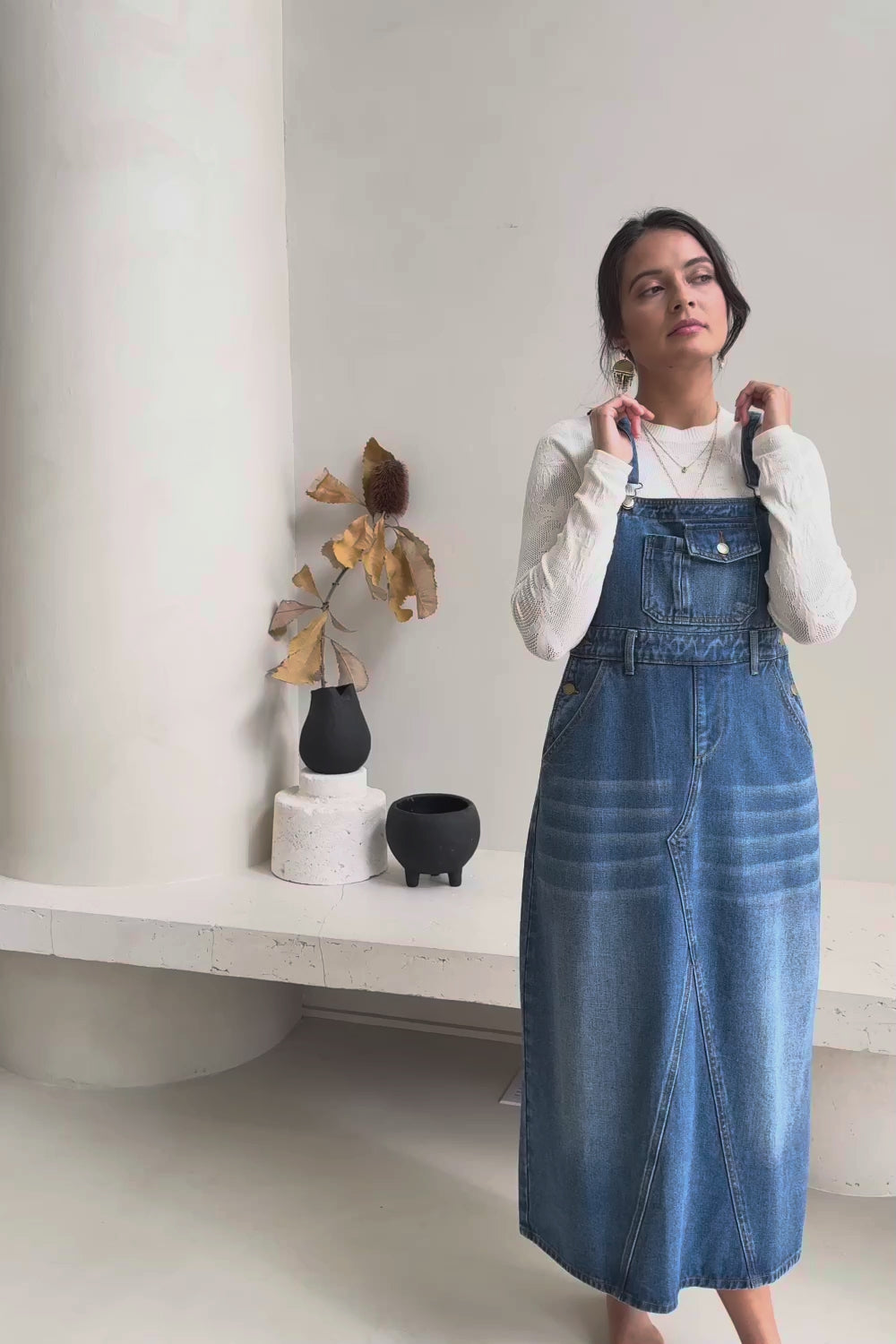 Preloved Overall Happiness Dress - Denim
