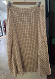The Bias Panel Check Skirt - Sand