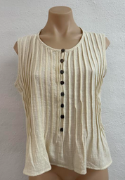 Out Of Office Woven Cotton Pleated Tank - Sand