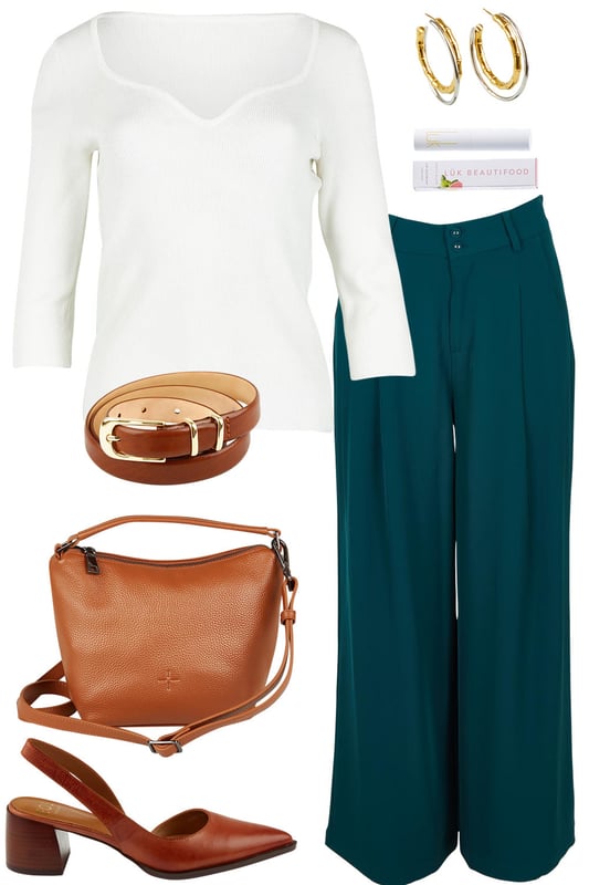 Outfit - In Light Toffee And Dark Teal