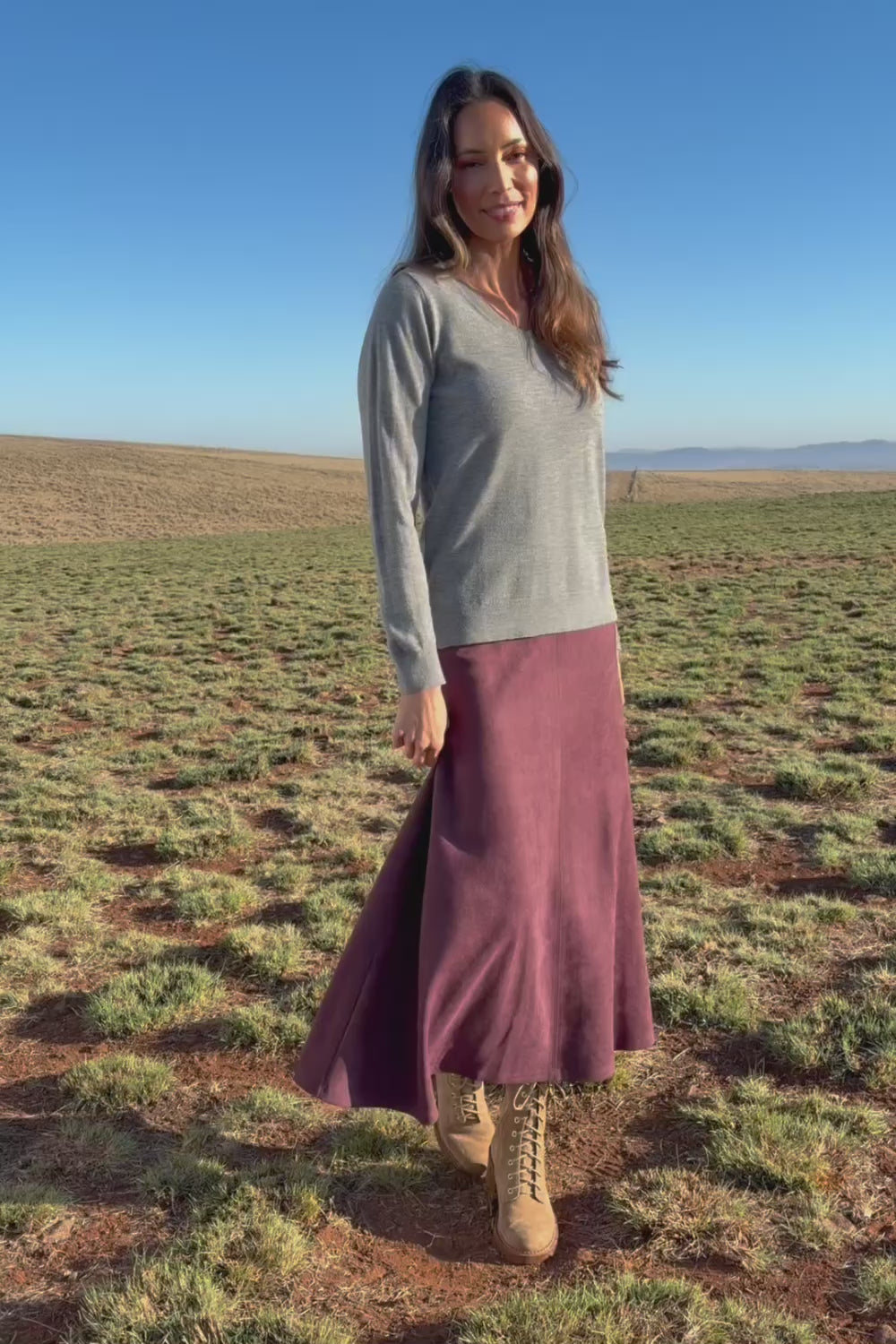The Luxe Faux Suede Skirt - Burgundy
