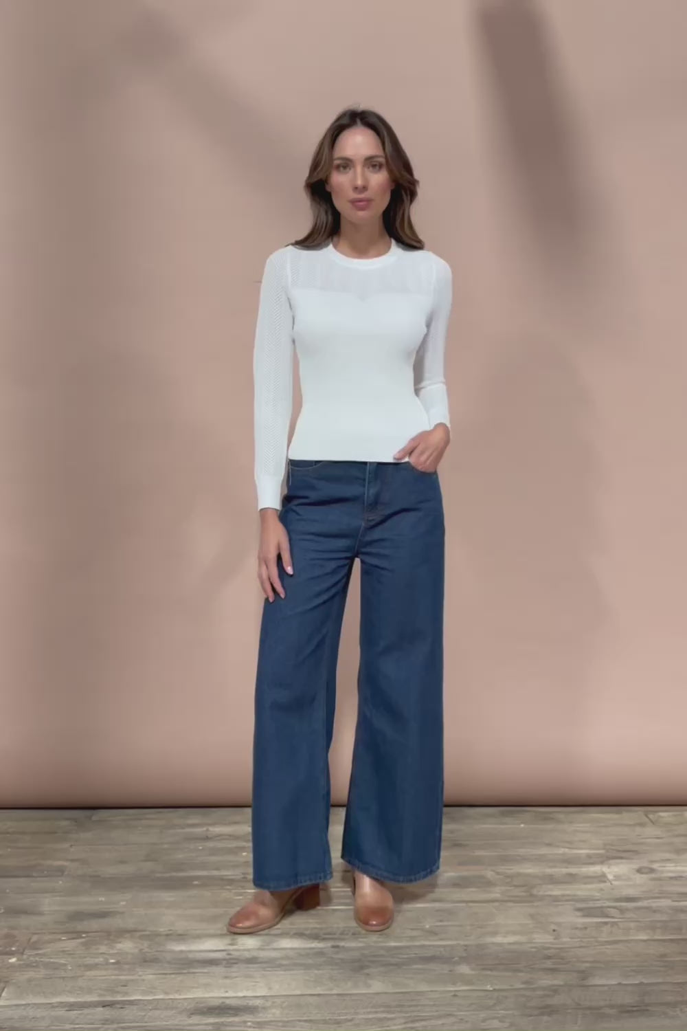 The Pointelle Detail Knit Top - Snow