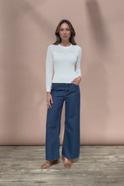 The Pointelle Detail Knit Top - Snow