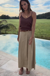 Going Places Denim Skirt – Sand