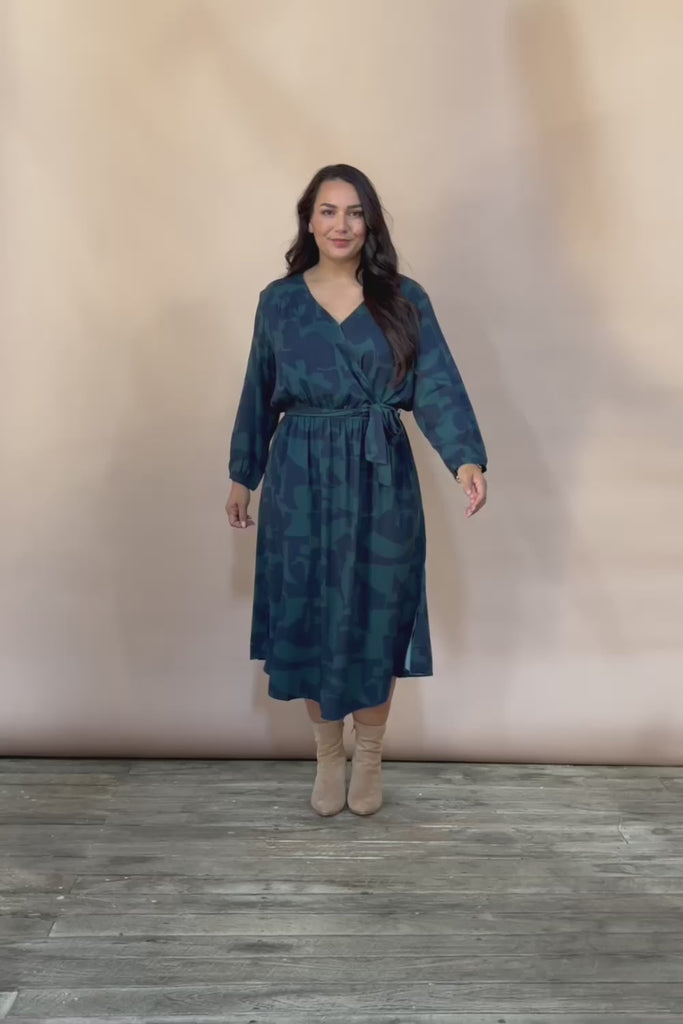 Belle Luxe Eco Vero Wrap Front Midi Dress – Bluelagoon