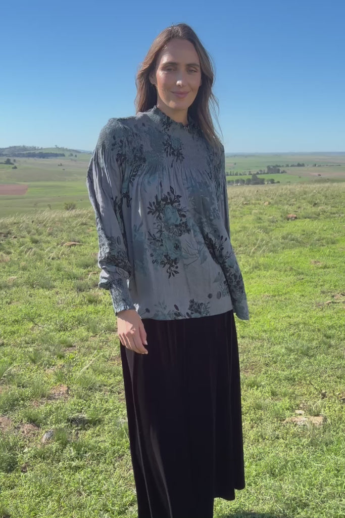 Romance In The Air Blouse - Smoke