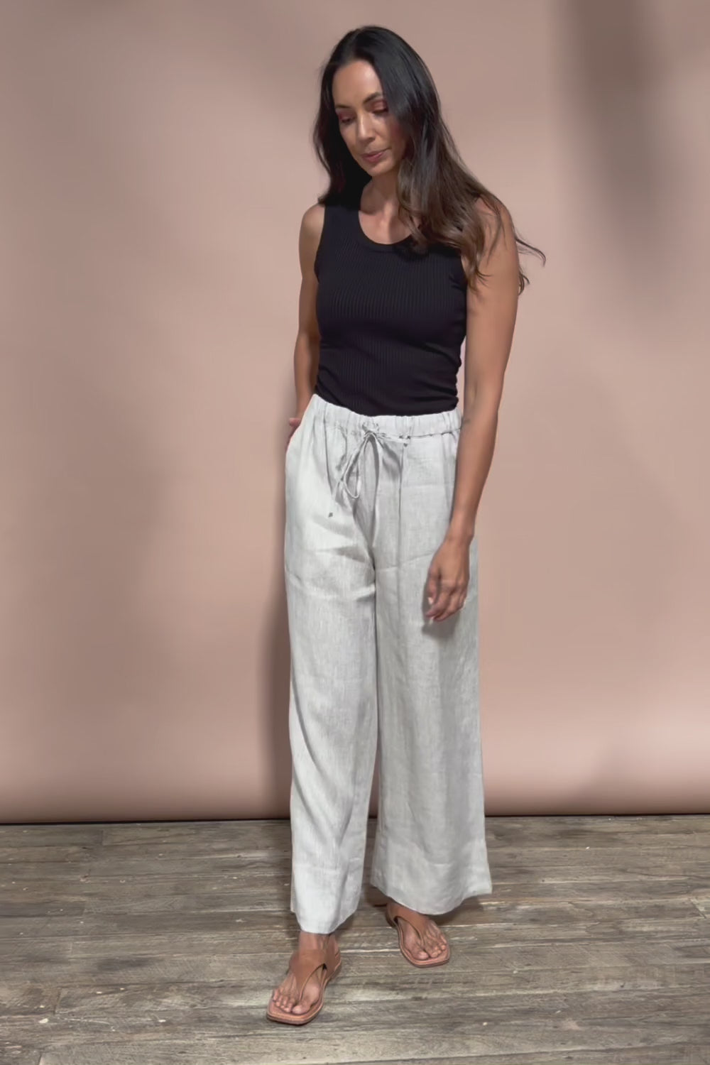 Linen Drawstring Pant - Natural