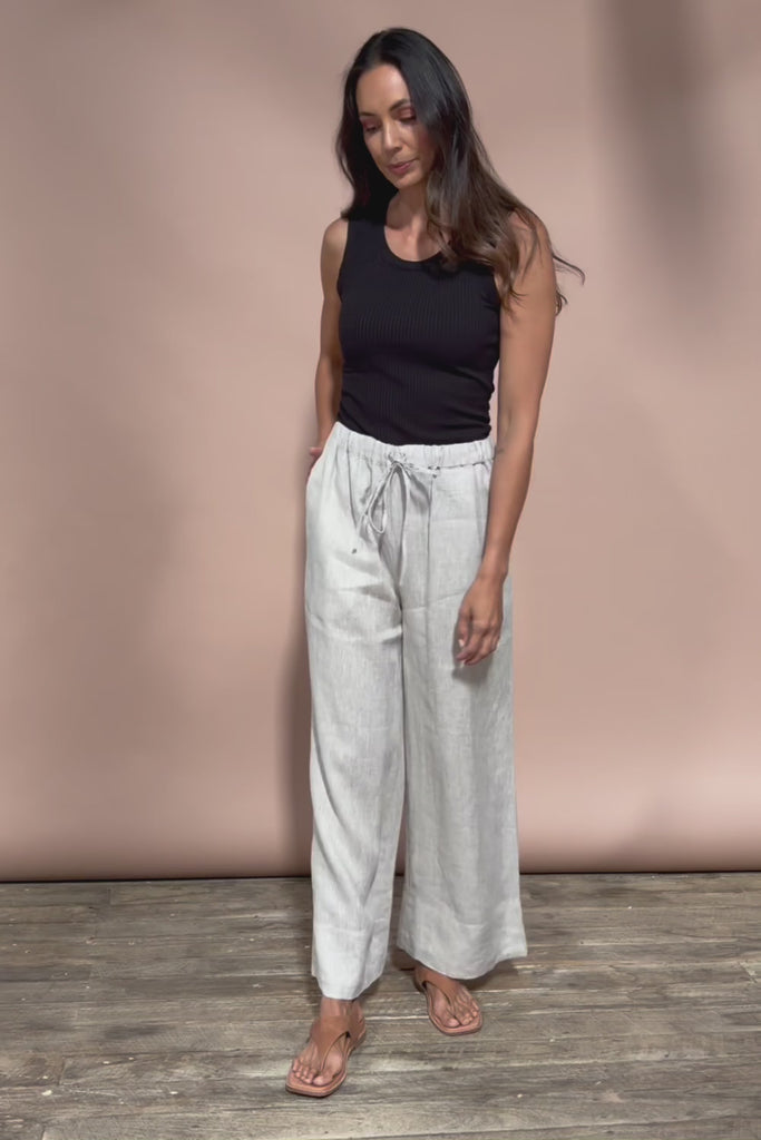 Linen Drawstring Pant - Natural
