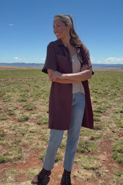 The Must Have Linen Look Shacket Dress - Chocolate