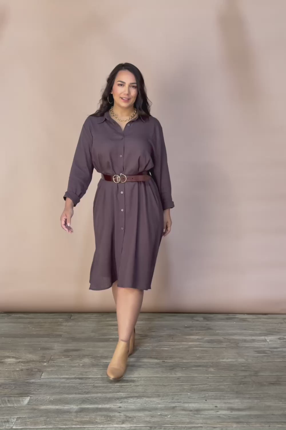 Belle 3 Way Linen Blend Shirtmaker Dress - Deepcocoa